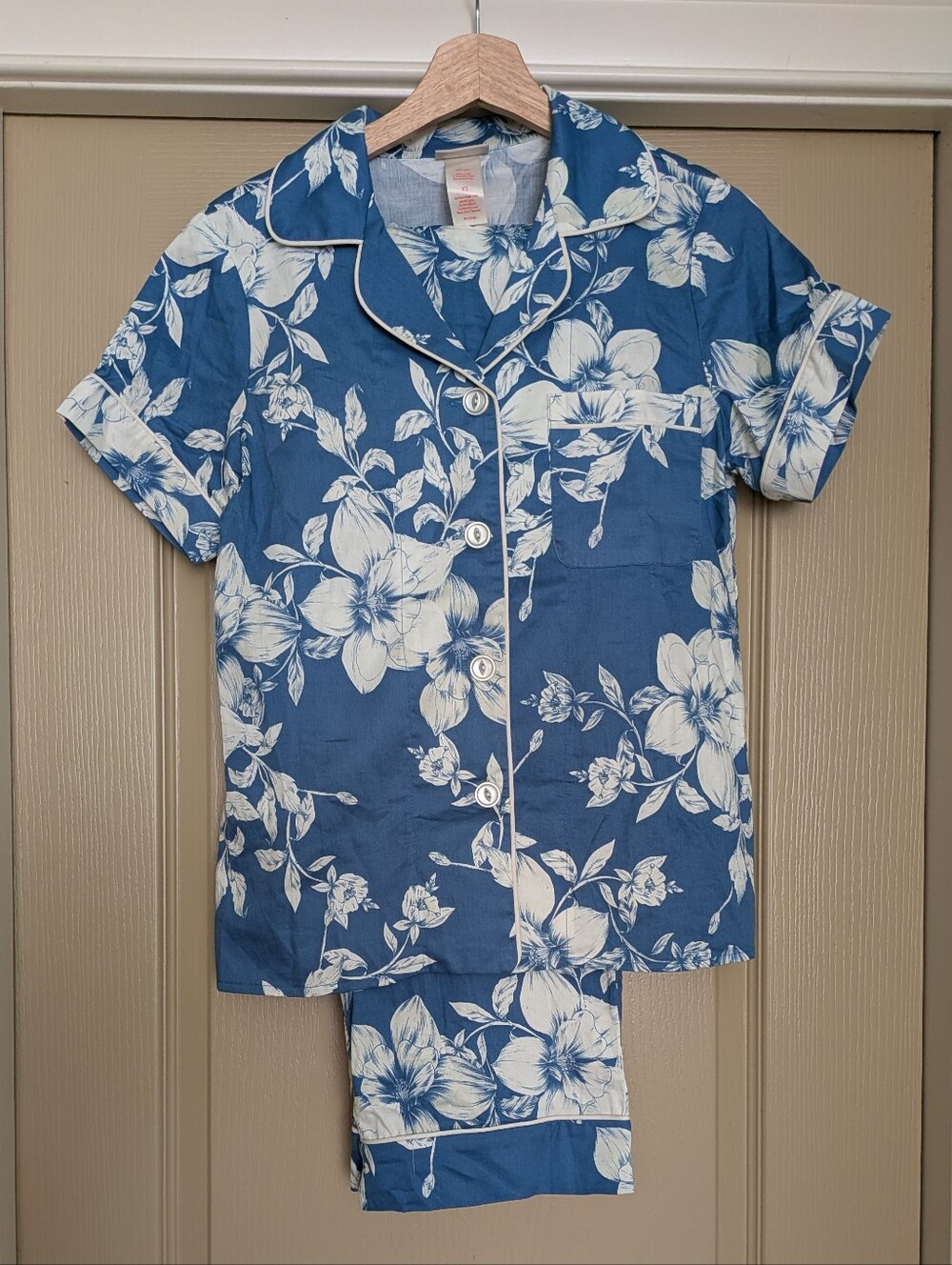 BedHead Pajamas Blue Floral Short Sleeve Pajama Set | XS